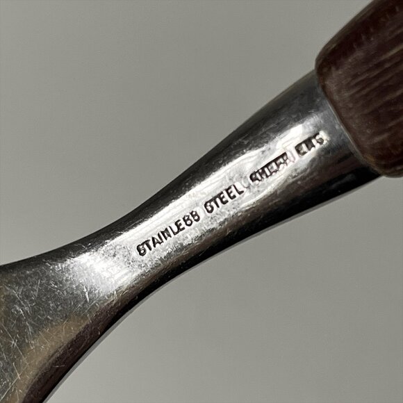 Vintage Sheffield England Set 6 MCM Dinner Forks & Steak Knives Wood Handle - Picture 3 of 7